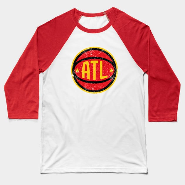 ATL Retro Ball - Black Baseball T-Shirt by KFig21